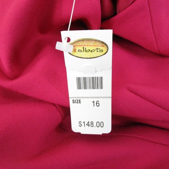 Talbots Plus Size Solid Magenta Fuchsia Pink V-Neck Sheath Dress Size 16 - Picture 10 of 13